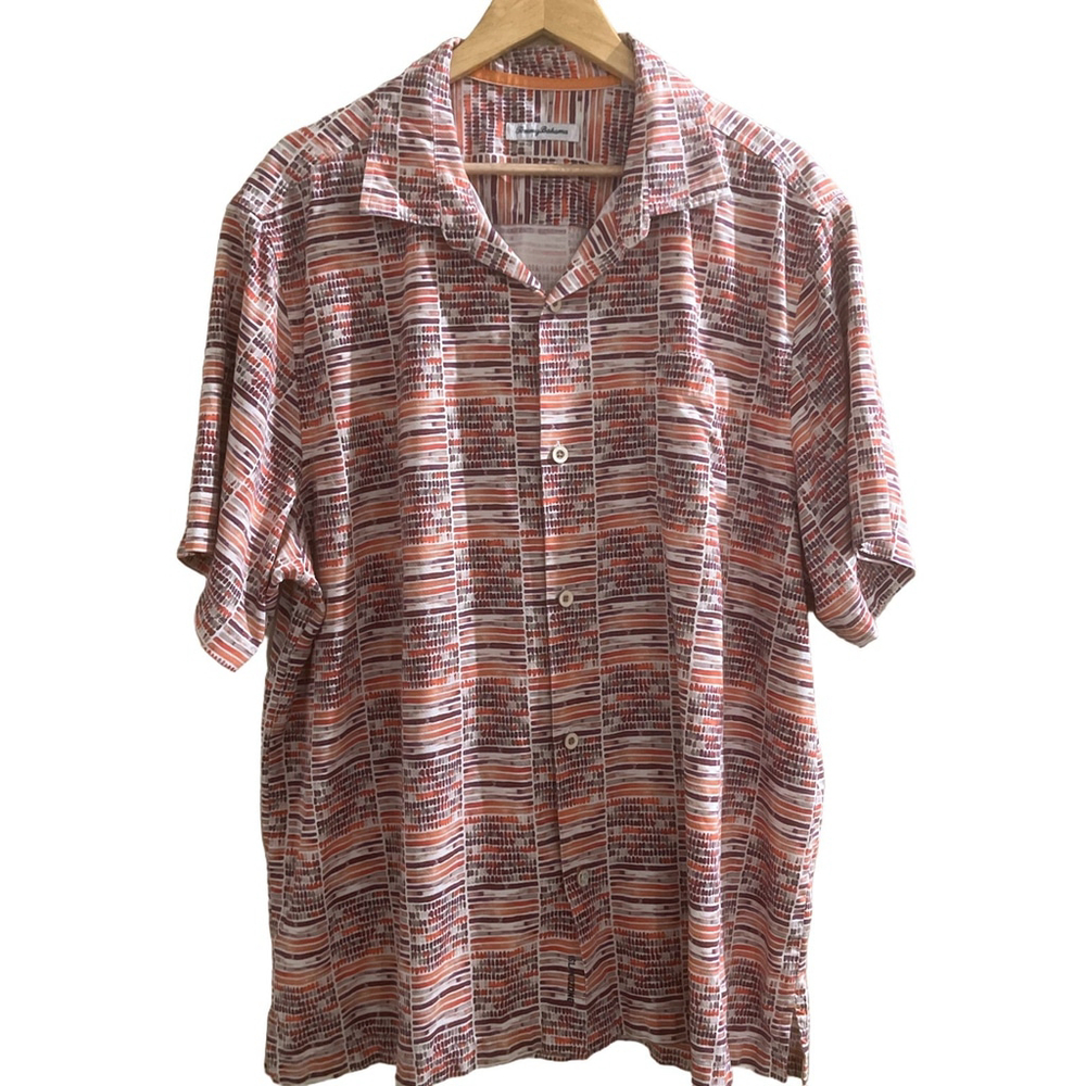 Tommy Bahama Men’s XXL Silk Blend Button Up Abstract Short Sleeve